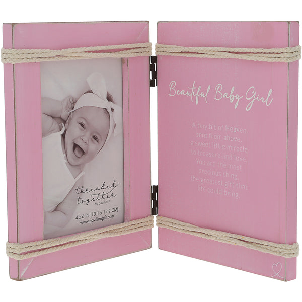 pavilion gift company Beautiful Baby Girl 5.5" x 7.5" Hinged Sentiment Frame (Holds 4" x 6" Photo)