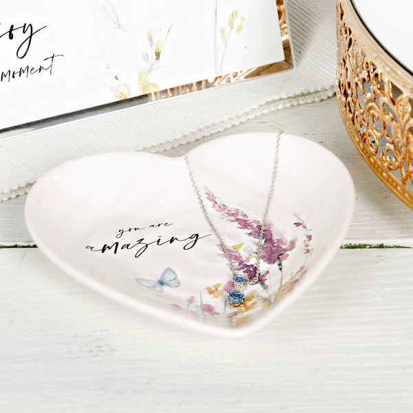 Pavilion Gift Company Beautiful Blue Topaz 16.5"-18.5" White Gold Plated Necklace With Cubic Zirconia Stones