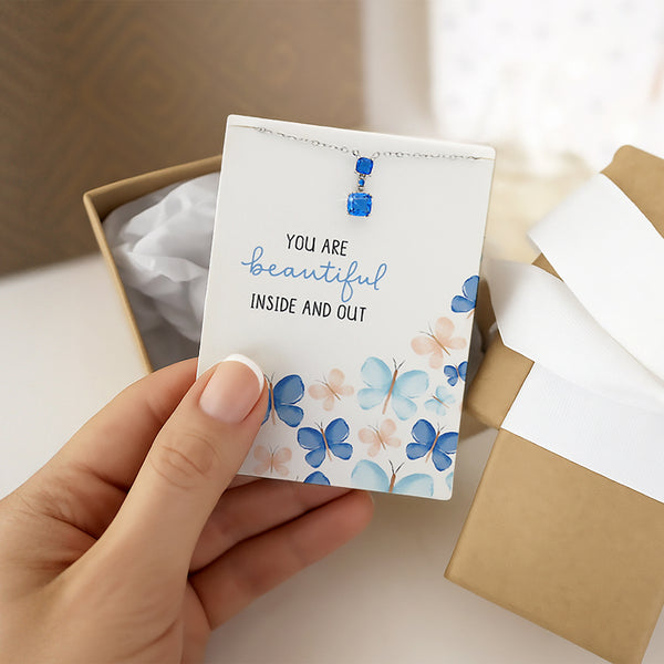 Pavilion Gift Company Beautiful Blue Topaz 16.5"-18.5" White Gold Plated Necklace With Cubic Zirconia Stones