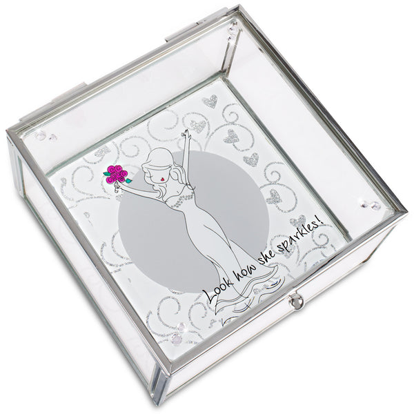 pavilion gift company Beautiful Bride 4" Glass Keepsake Box