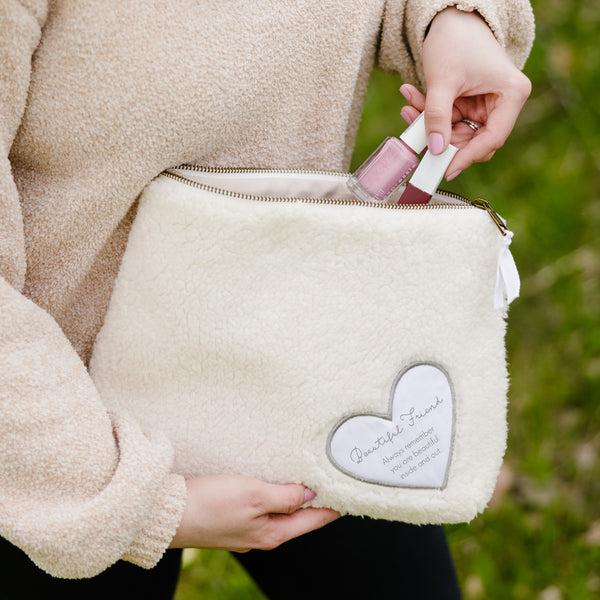 Pavilion Gift Company Beautiful Friend 10" X 8" Sherpa Cosmetic Bag