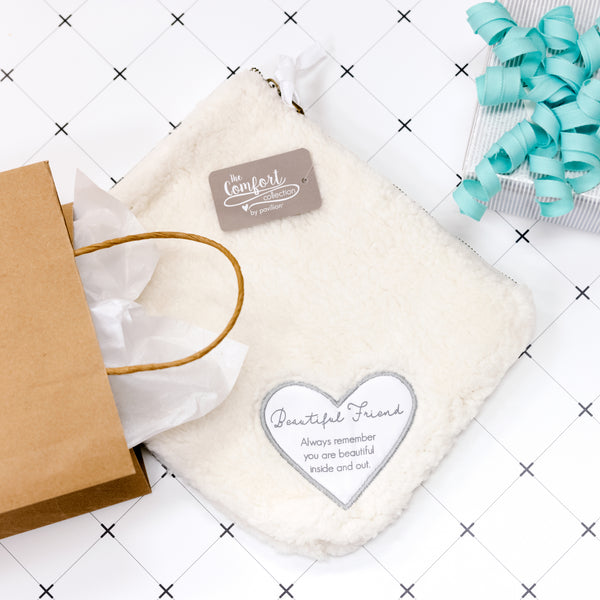Pavilion Gift Company Beautiful Friend 10" X 8" Sherpa Cosmetic Bag