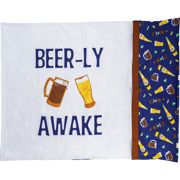 pavilion gift company Beer-ly Awake 20" x 26" Pillowcase