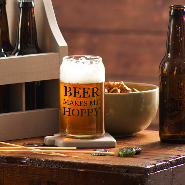 Pavilion Gift Company Beer Makes Me Hoppy 16 Oz Beer Can Glass Tealight Holder