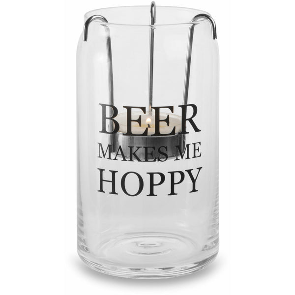 Pavilion Gift Company Beer Makes Me Hoppy 16 Oz Beer Can Glass Tealight Holder