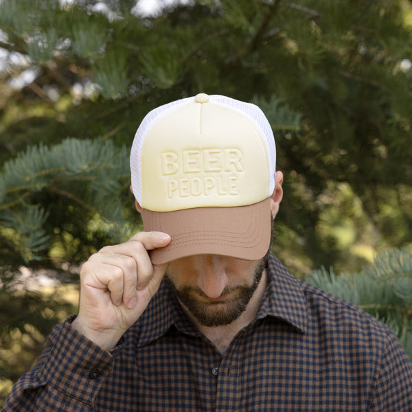 Pavilion Gift Company Beer People Adjustable Khaki Neoprene Mesh Hat