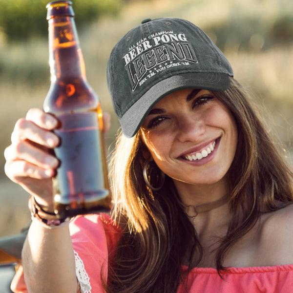Pavilion Gift Company Beer Pong Dark Gray Washed Cotton Twill Hat