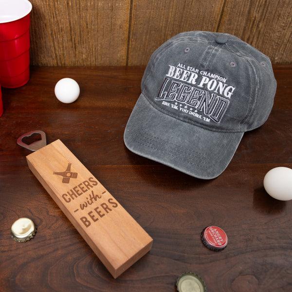 Pavilion Gift Company Beer Pong Dark Gray Washed Cotton Twill Hat