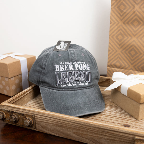 Pavilion Gift Company Beer Pong Dark Gray Washed Cotton Twill Hat