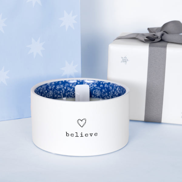 Pavilion Gift Company Believe 10 Oz 100% Soy Wax Reveal Triple Wick Candle Scent: Tranquility