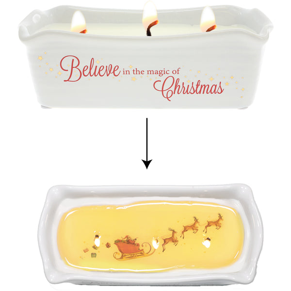 pavilion gift company Believe 12 oz - 100% Soy Wax Reveal Triple Wick Candle Scent: Vanilla Cinnamon