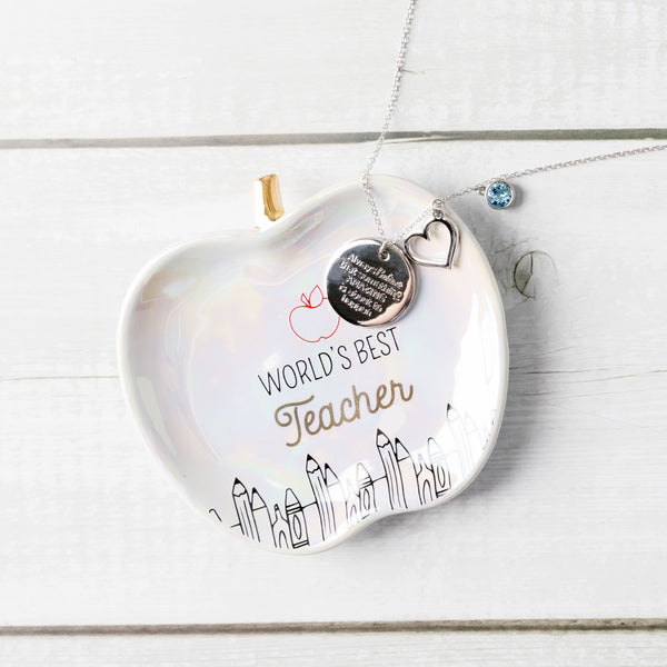 Pavilion Gift Company Believe Aquamarine Crystal 16.5"-20.5" Engraved Rhodium Plated Austrian Element Necklace