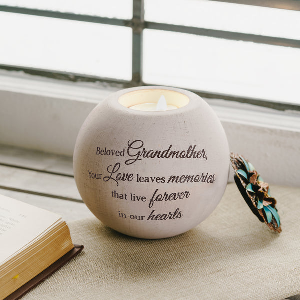 Pavilion Gift Company Beloved Grandmother 4" Round Tealight Candle Holder