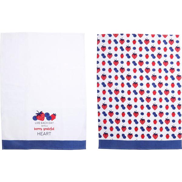 Pavilion Gift Company Berry Grateful Tea Towel Gift Set (2 - 19.75" X 27.5")