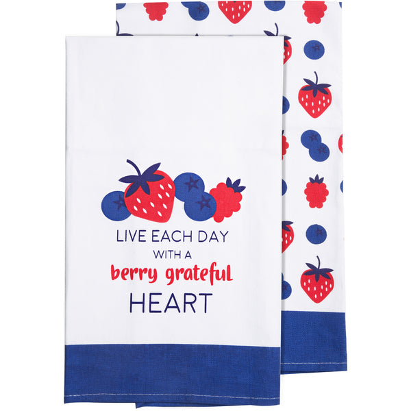 pavilion gift company Berry Grateful Tea Towel Gift Set (2 - 19.75" x 27.5")