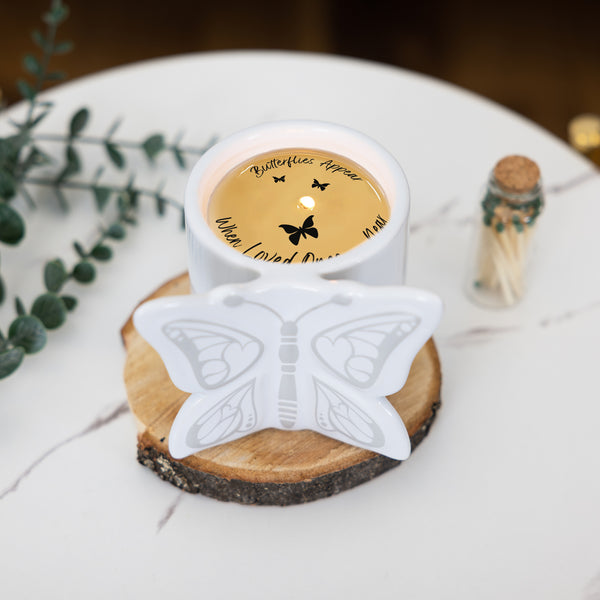 Pavilion Gift Company Beside Us 8 Oz 100% Soy Wax Reveal Butterfly Candle Scent: Tranquility