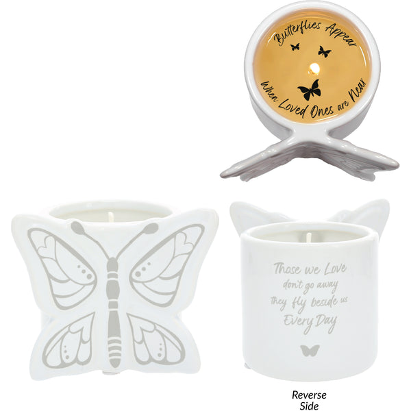pavilion gift company Beside Us 8 oz 100% Soy Wax Reveal Butterfly Candle Scent: Tranquility
