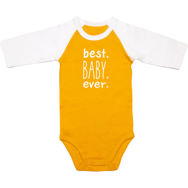pavilion gift company Best Baby 6-12 Months 3/4 Length Sleeve Mustard Onesie