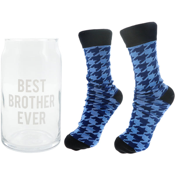 Pavilion Gift Company Best Brother 16 Oz Beer Can Glass And Sock Set