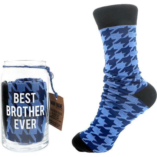 pavilion gift company Best Brother 16 oz Beer Can Glass and Sock Set