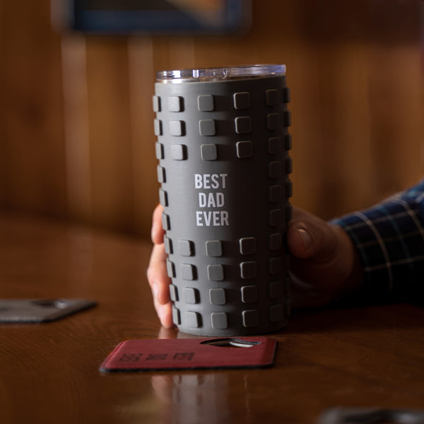 Pavilion Gift Company Best Dad 20 Oz Travel Tumbler With 3D Silicone Wrap