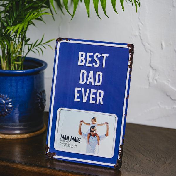 Pavilion Gift Company Best Dad 8" X 11.75" Tin Frame (Holds 6" X 4" Photo)