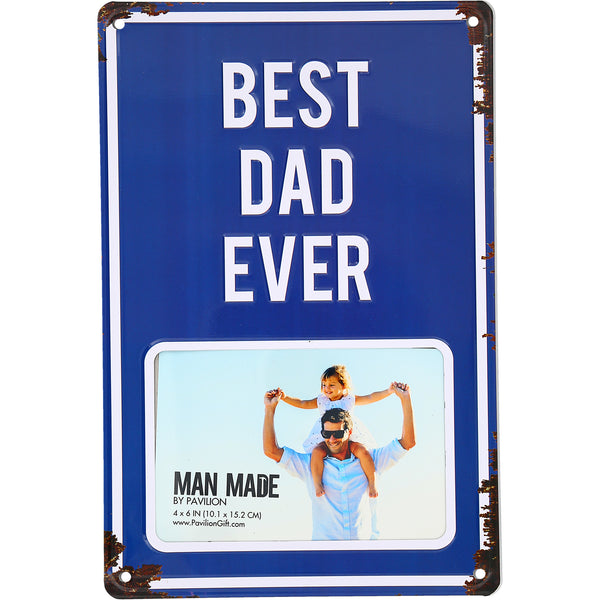 pavilion gift company Best Dad 8" x 11.75" Tin Frame (Holds 6" x 4" Photo)