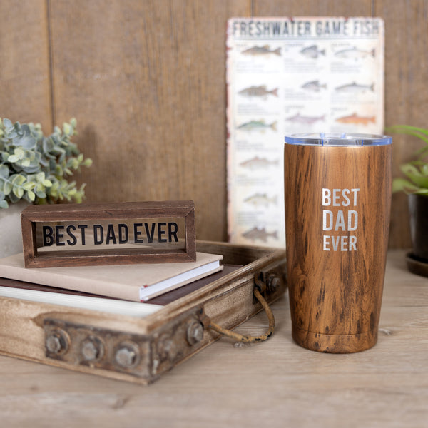 Pavilion Gift Company Best Dad Ever 6" X 2" Wood Framed Glass Plaques