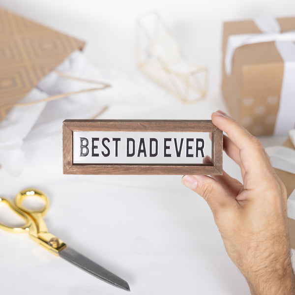 Pavilion Gift Company Best Dad Ever 6" X 2" Wood Framed Glass Plaques