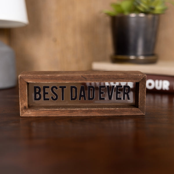 Pavilion Gift Company Best Dad Ever 6" X 2" Wood Framed Glass Plaques
