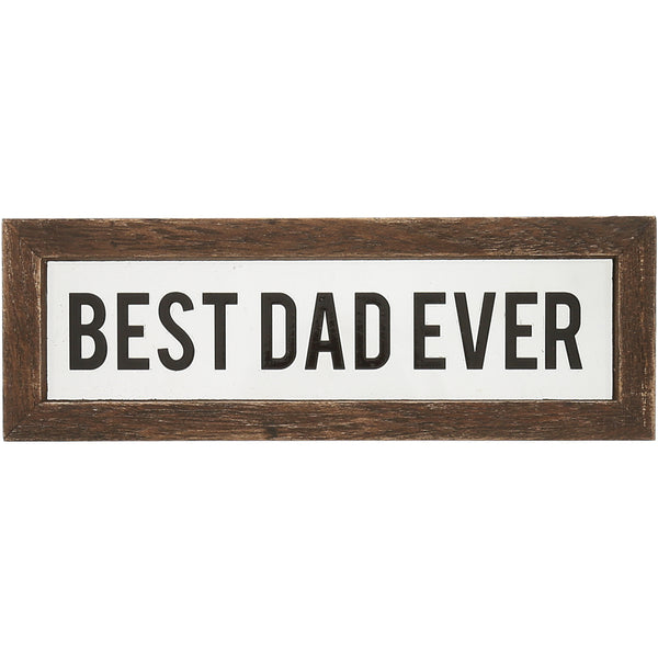 pavilion gift company Best Dad Ever 6" x 2" Wood Framed Glass Plaques