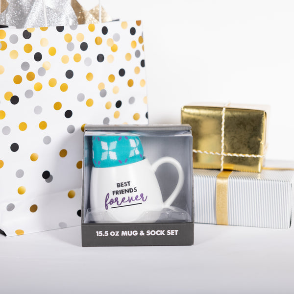 Pavilion Gift Company Best Friends 15.5 Oz Mug And Sock Set