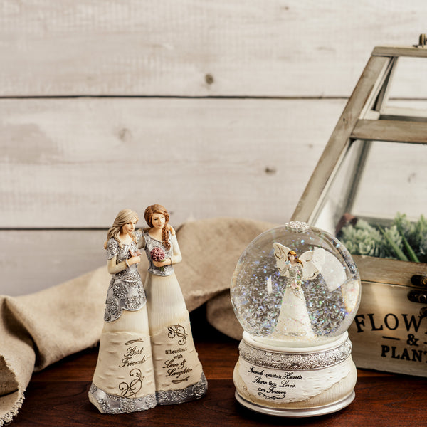 Pavilion Gift Company Best Friends 6" Double Figurine Holding Flowers