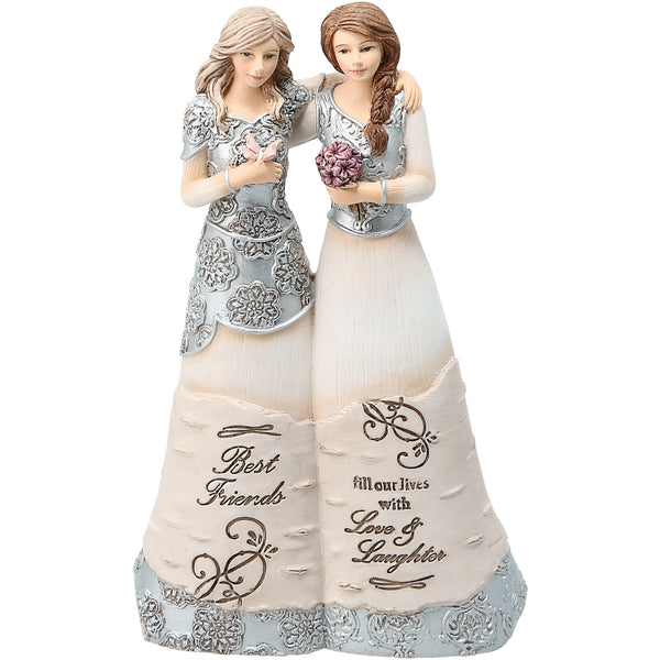 pavilion gift company Best Friends 6" Double Figurine Holding Flowers