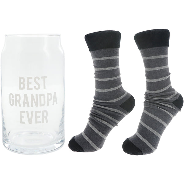 Pavilion Gift Company Best Grandpa 16 Oz Beer Can Glass And Sock Set