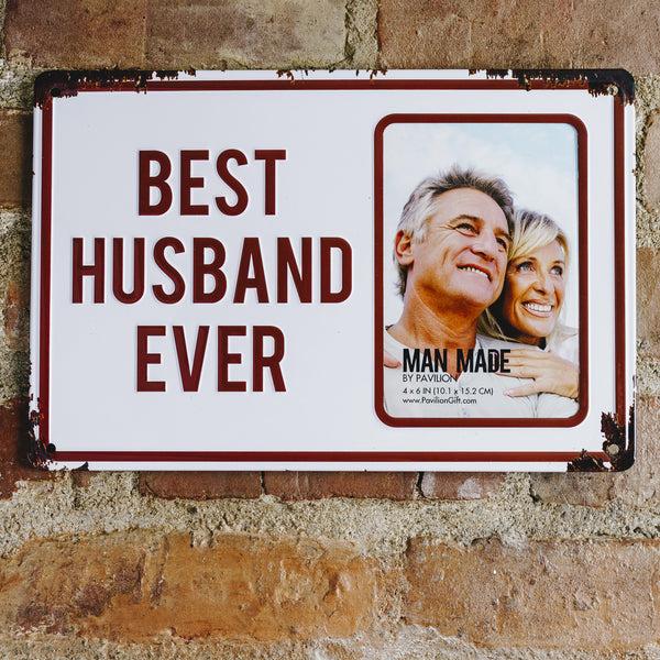 Pavilion Gift Company Best Husband 11.75" X 8" Tin Frame (Holds 4" X 6" Photo)