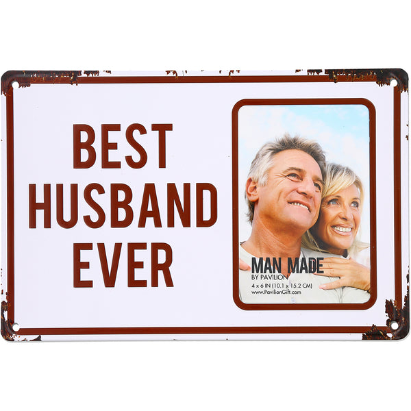 pavilion gift company Best Husband 11.75" x 8" Tin Frame (Holds 4" x 6" Photo)