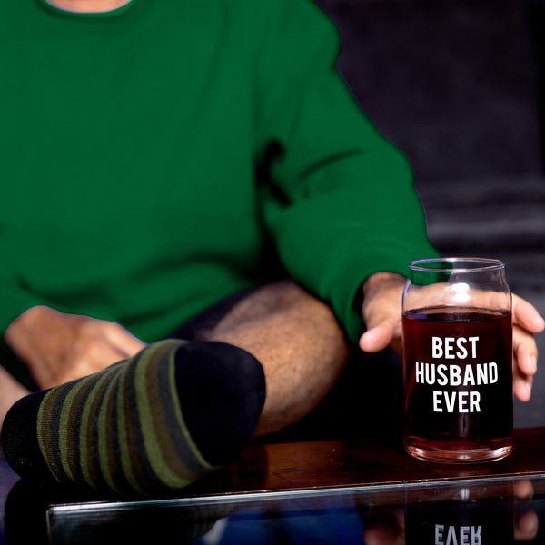 Pavilion Gift Company Best Husband 16 Oz Beer Can Glass And Sock Set