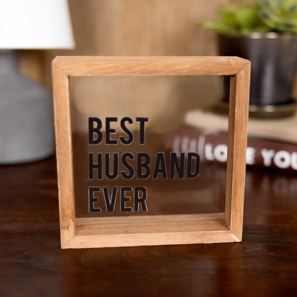 Pavilion Gift Company Best Husband Ever 5" X 5" Wood Framed Glass Plaques