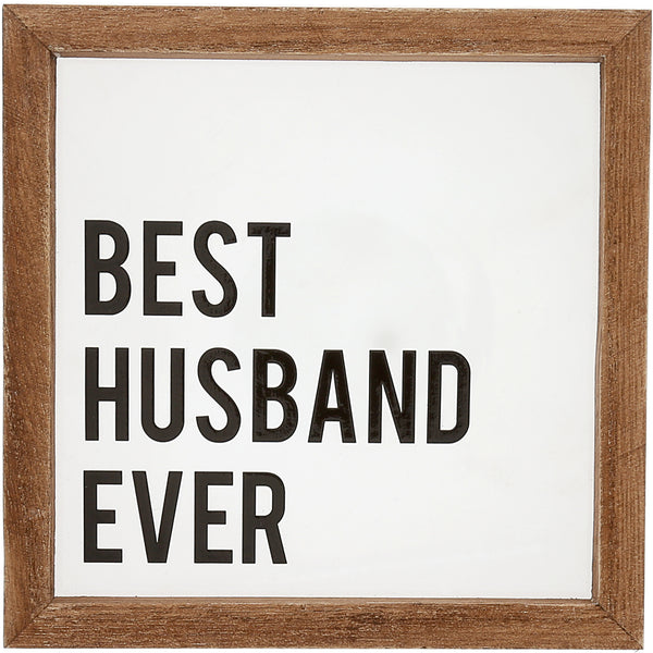 pavilion gift company Best Husband Ever 5" x 5" Wood Framed Glass Plaques