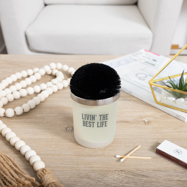 Pavilion Gift Company Best Life Black - 5.5 Oz - 100% Soy Wax Candle With Pom Pom Lid Scent: Tranquility