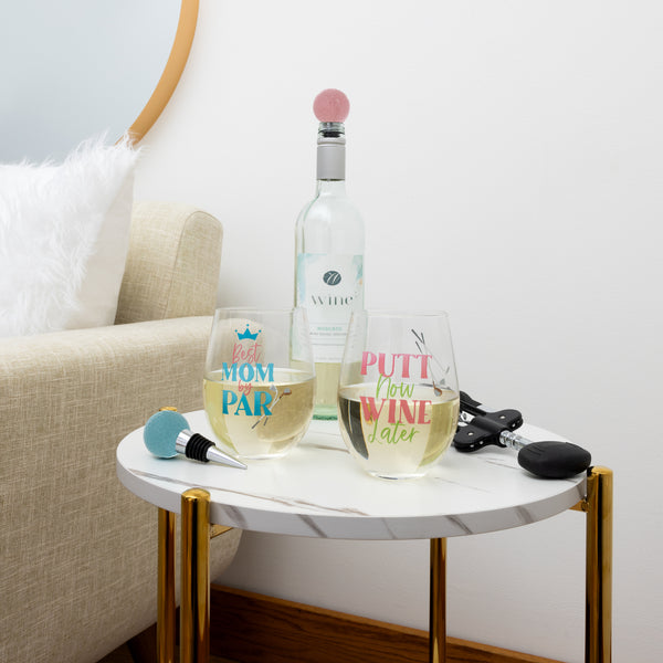 Pavilion Gift Company Best Mom Bottle Stopper And 18 Oz Stemless Gift Set