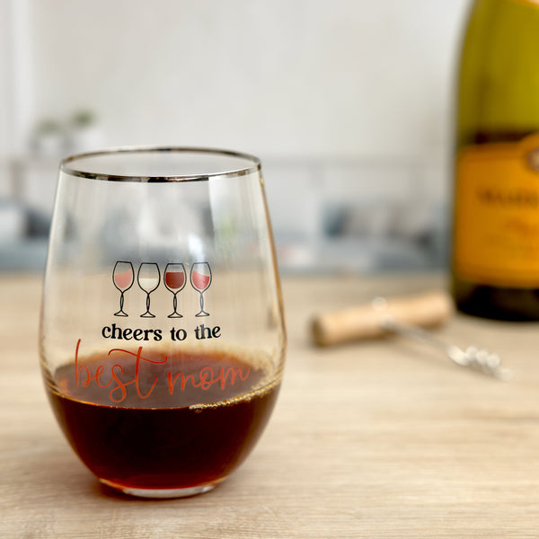 Pavilion Gift Company Best Mom Gift Boxed 18 Oz Stemless Wine Glass