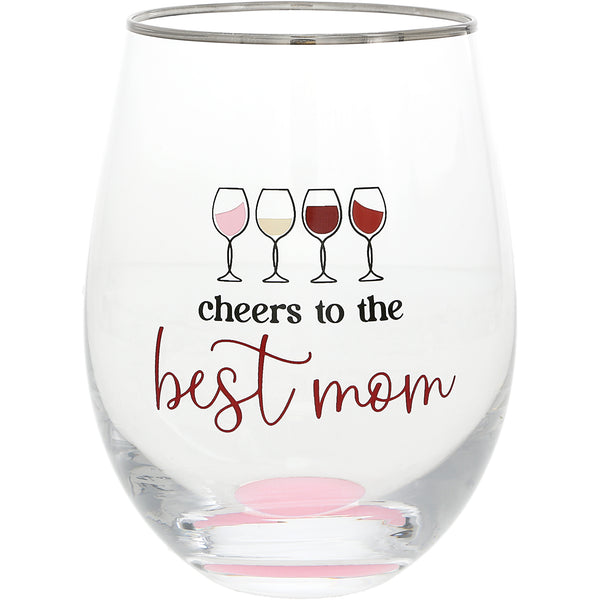 pavilion gift company Best Mom Gift Boxed 18 oz Stemless Wine Glass