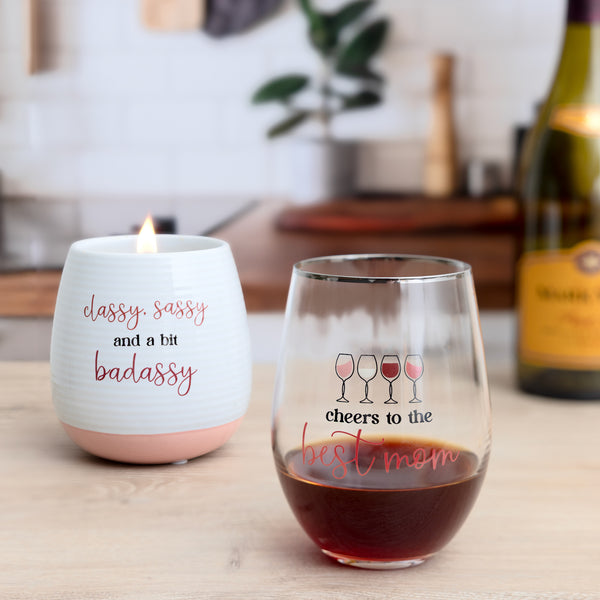 Pavilion Gift Company Best Mom Gift Boxed 18 Oz Stemless Wine Glass