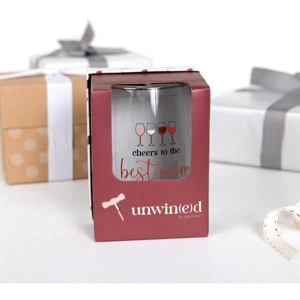 Pavilion Gift Company Best Mom Gift Boxed 18 Oz Stemless Wine Glass