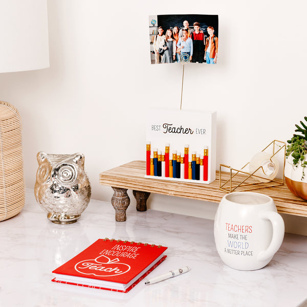 Pavilion Gift Company Best Teacher 5" MDF Plaque With Photo Clip