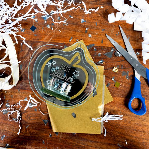 Pavilion Gift Company Best Teacher Ever 5.5" X 5.25" Mirrored Glass Candle Holder