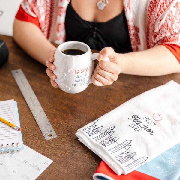 Pavilion Gift Company Best Teacher Ever Tea Towel Gift Set (2 - 19.75" X 27.5")