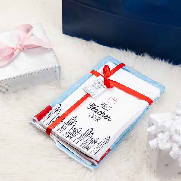 Pavilion Gift Company Best Teacher Ever Tea Towel Gift Set (2 - 19.75" X 27.5")